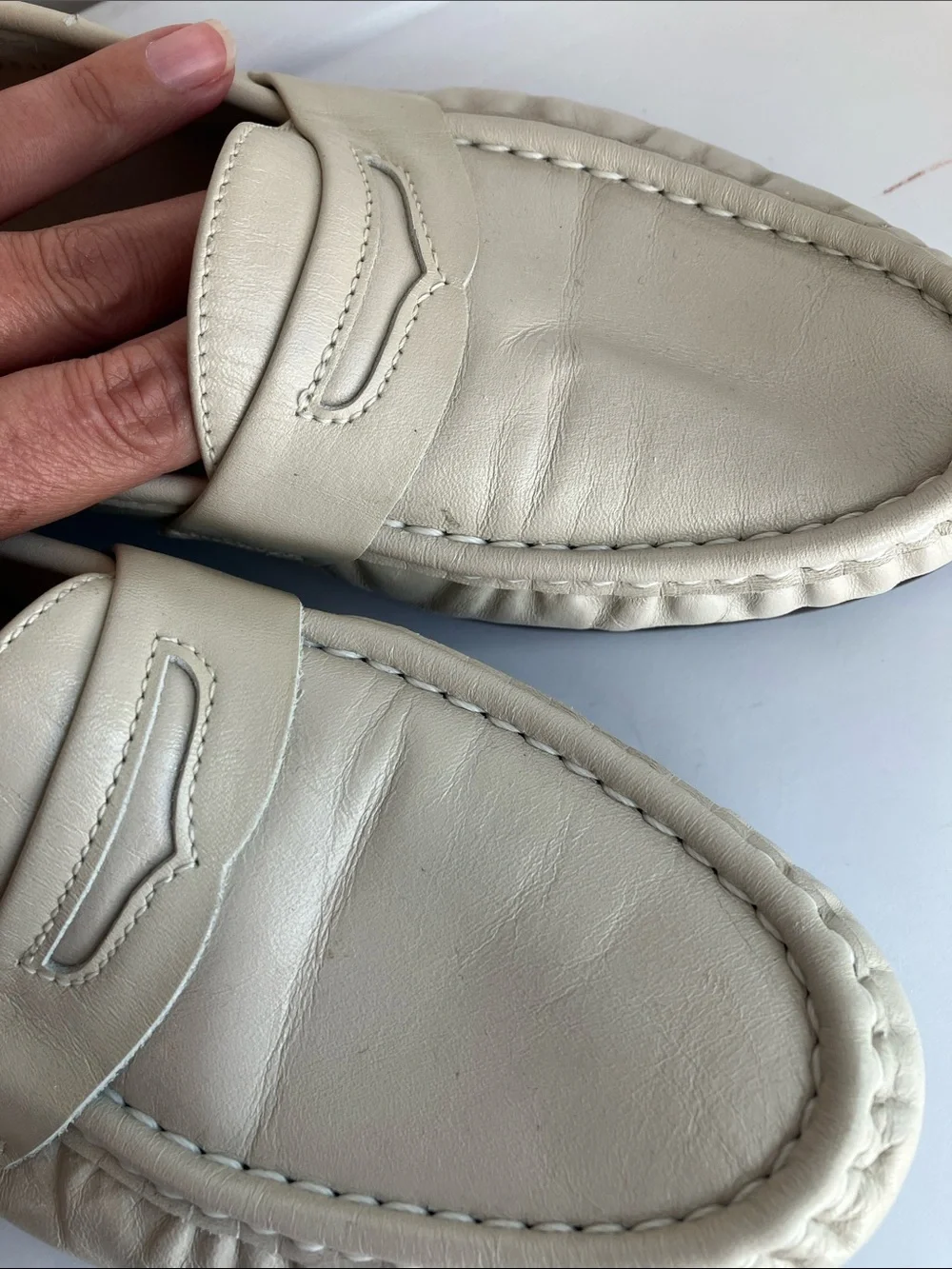 SAS Easier Tripad Comfort cream leather penny loafers moc-toe women’s 10.5